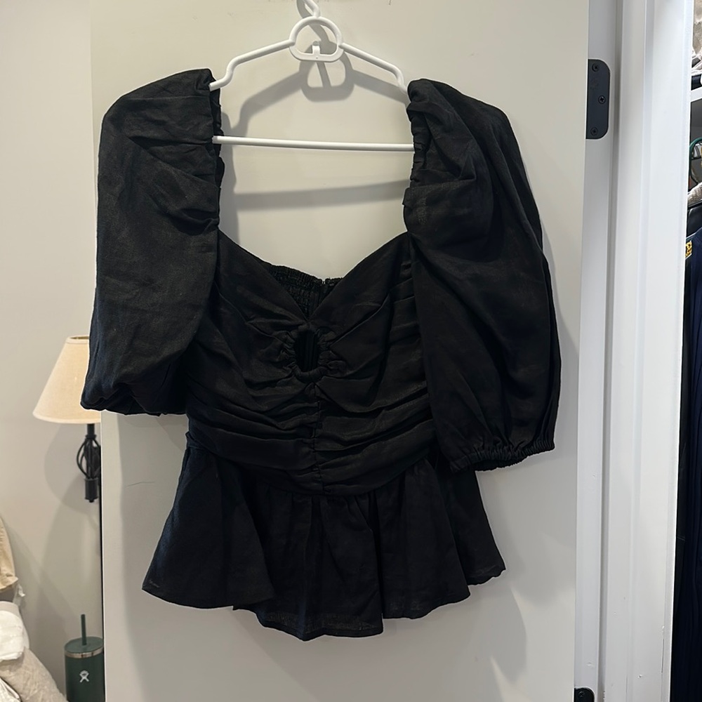 Dissh Linen Peplum Top